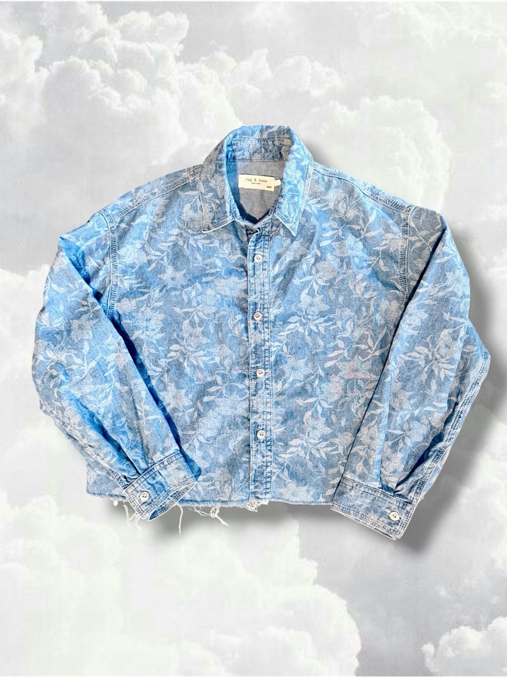 Rag & Bone Floral Cropped Button-front Denim Shirt
